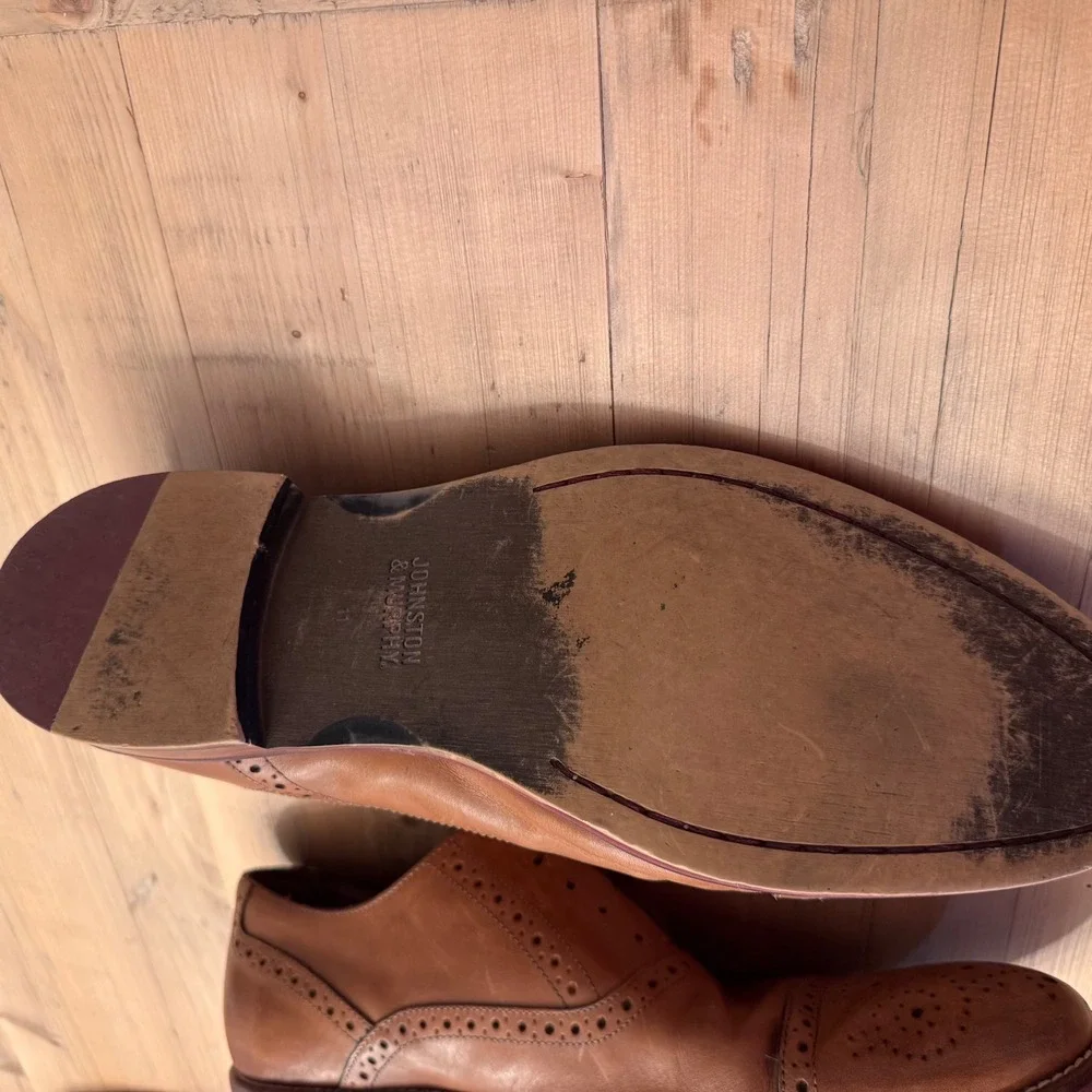 Johnston & Murphy Mens Tan Leather Brogue Cap Toe Oxford Dress Shoes 11M 20-8682